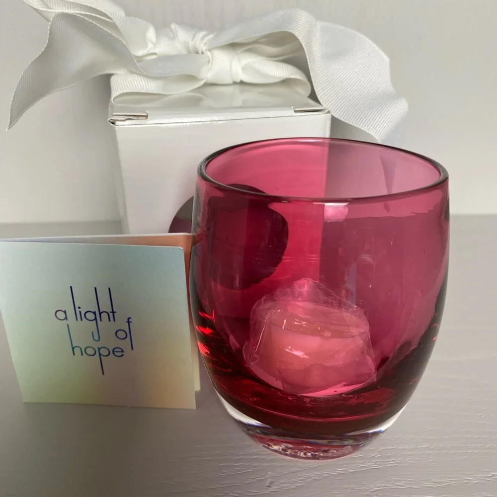 Glassybaby votive candle holder Pink cranberry True Love new in Gift Box - Picture 5 of 9